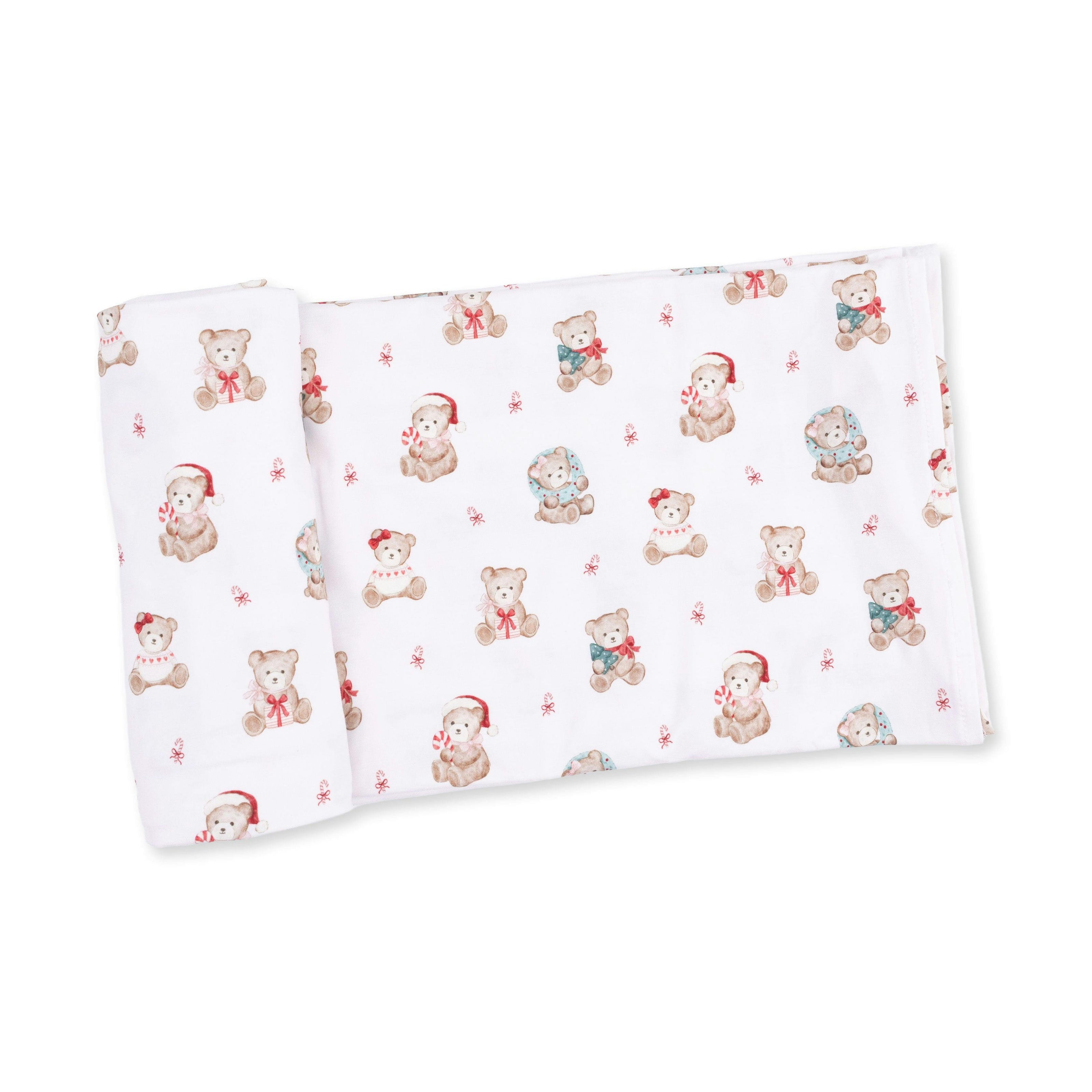 Christmas Teddy Bears Pink - Swaddle Blanket