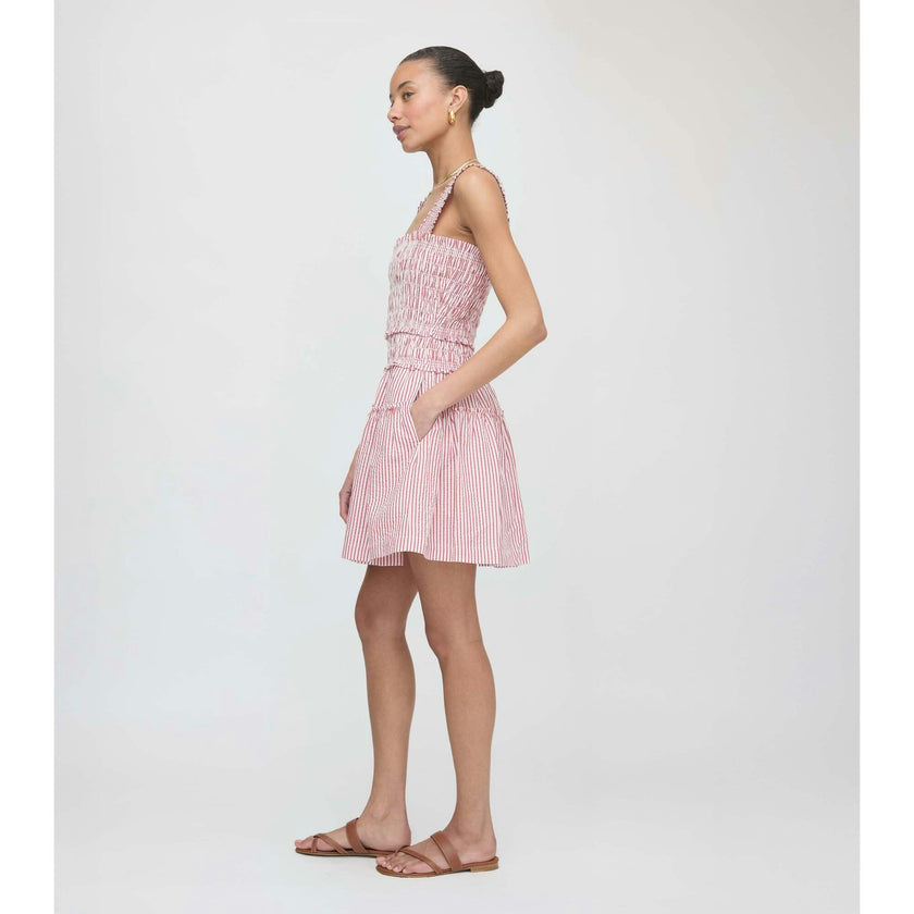 The Azalea Mini Nap Dress - Red Ticking Stripe