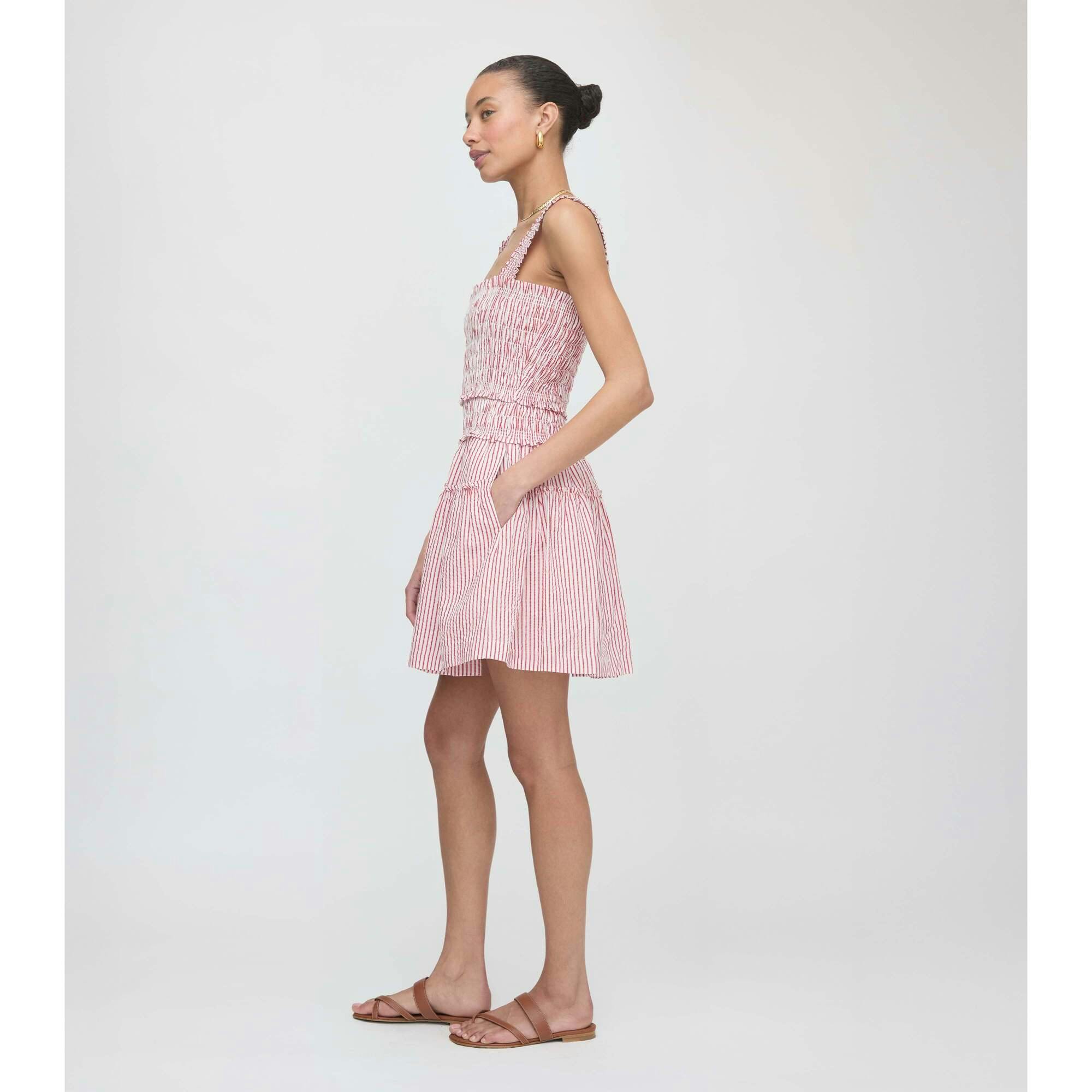The Azalea Mini Nap Dress - Red Ticking Stripe