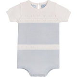 Boys Pointelle Contrast Knit Romper Powder Blue