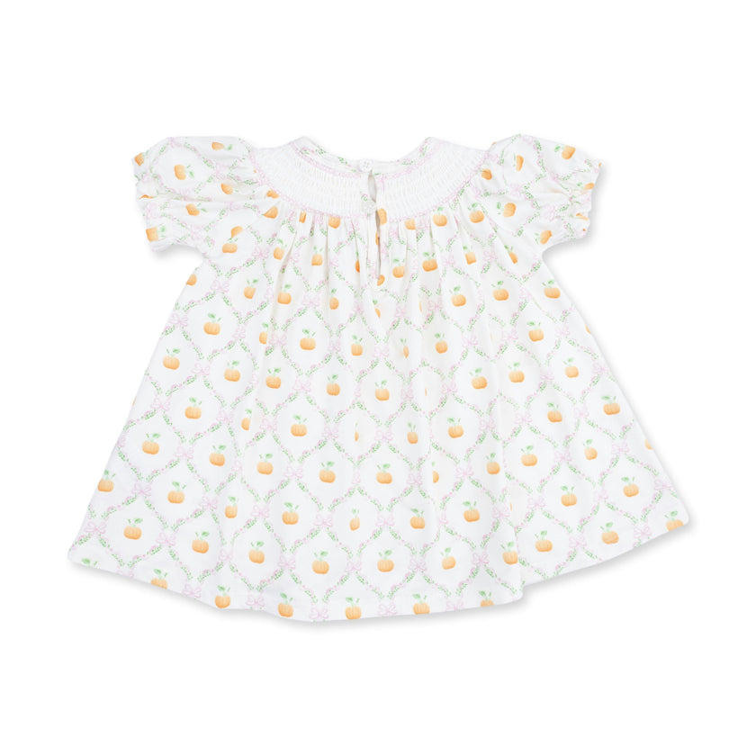 Pretty Pumpkin Trellis - Jane Puff Sleeve Bishop Dress and Bloomer