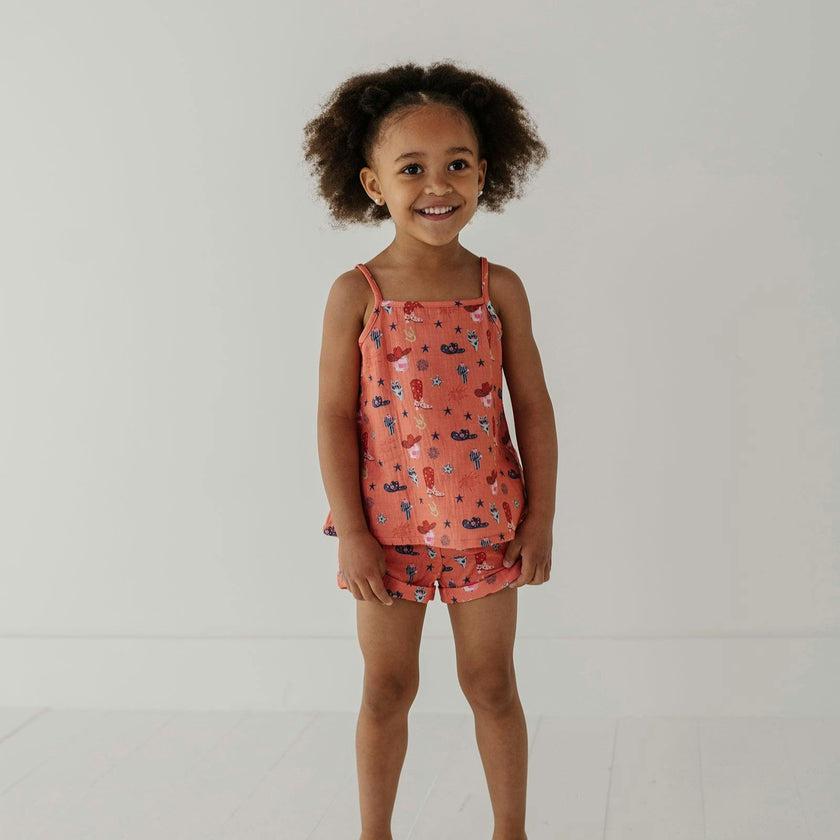 Girls Gauze Tank & Short Set in American Cowgirl