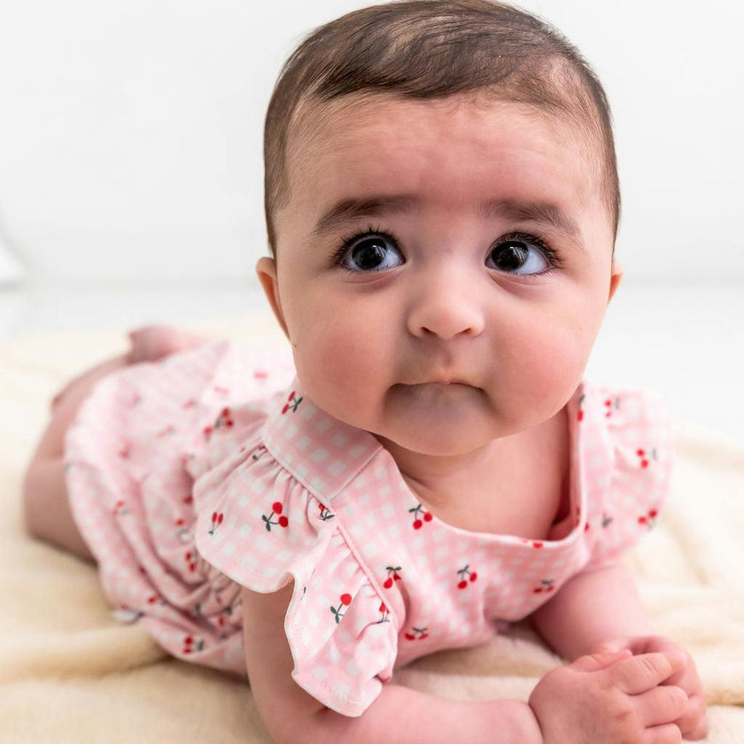 Cherries Pima Cotton Baby Bloomer w/ Cross Straps