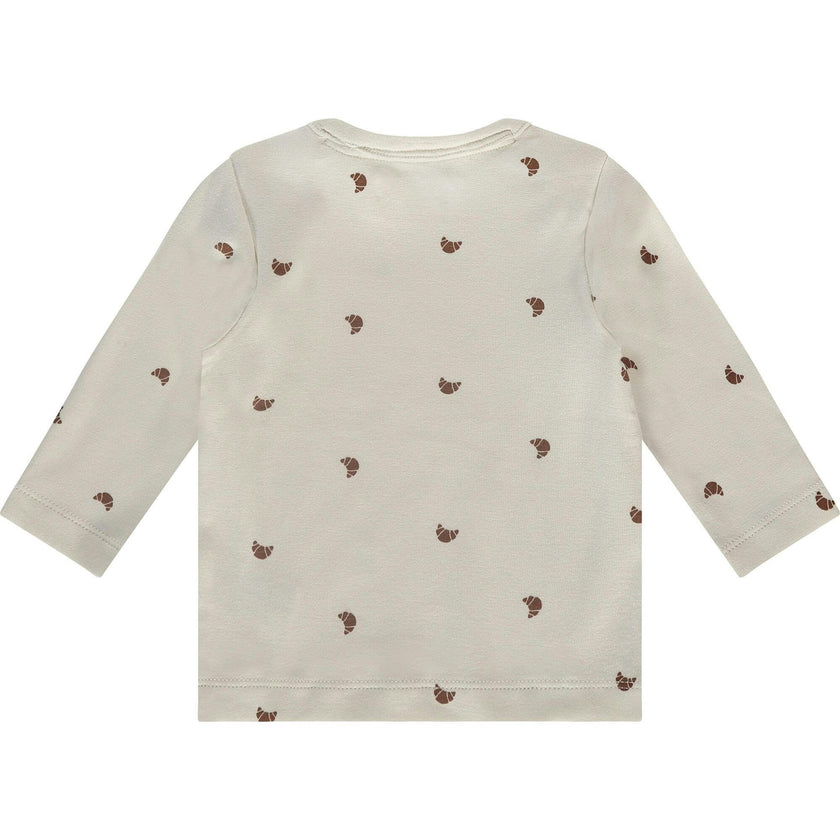 Croissant Print Round Neck Long Sleeve T-Shirt