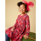 Long Sleeve Wrap Neck Dress, Purple