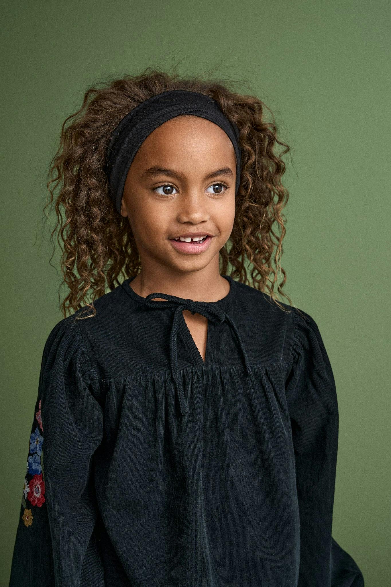 FLORECITAS MICROCORDUROY TOP BLACK