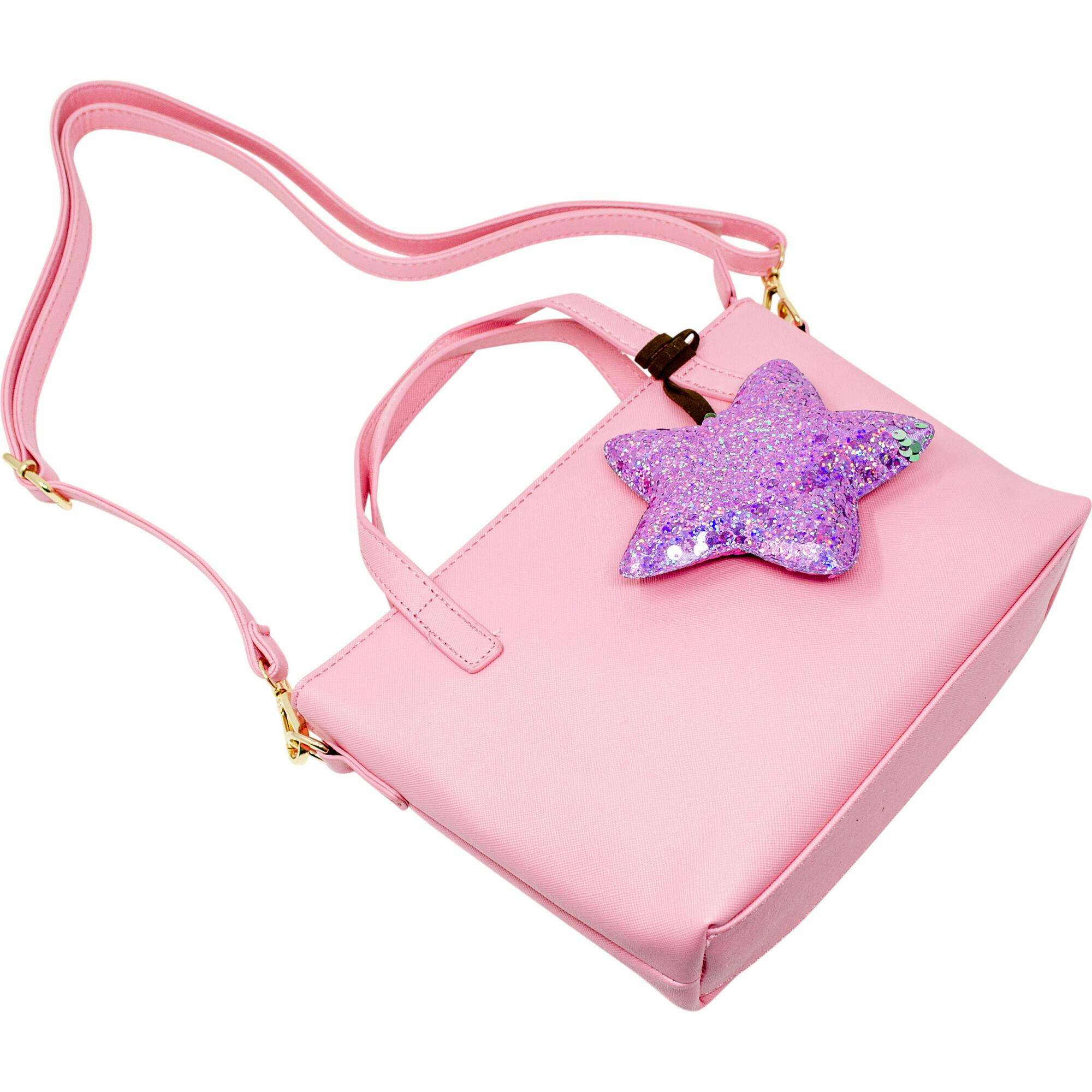 Faux Leather Tote Shoulder Strap Handbag With Sequins Happy Face Charm