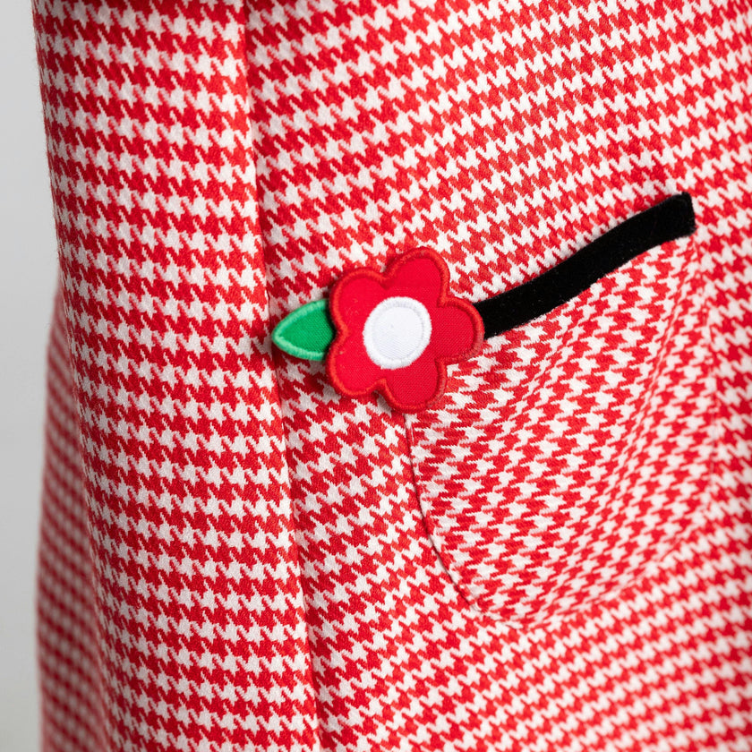 Houndstooth Dress With Flowers