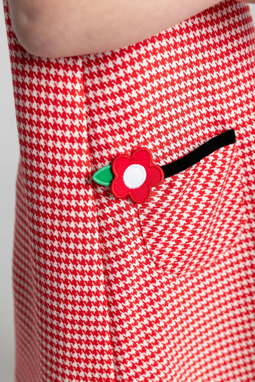 Houndstooth Dress With Flowers