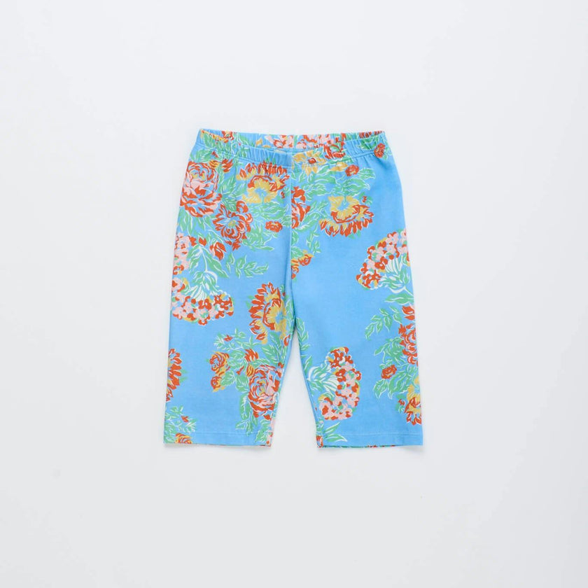 VINTAGE FLOWERS SHORT LEGGINGS LIGHT BLUE