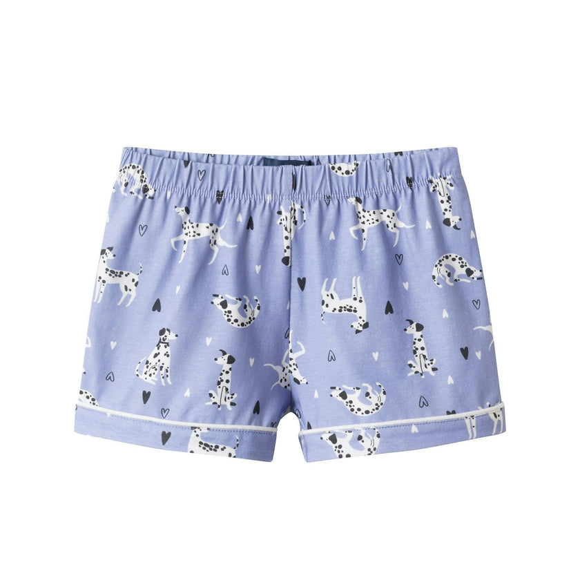 Girls Purple Dalmatian & Heart Print Pajama Set | Dalmatian & Hearts