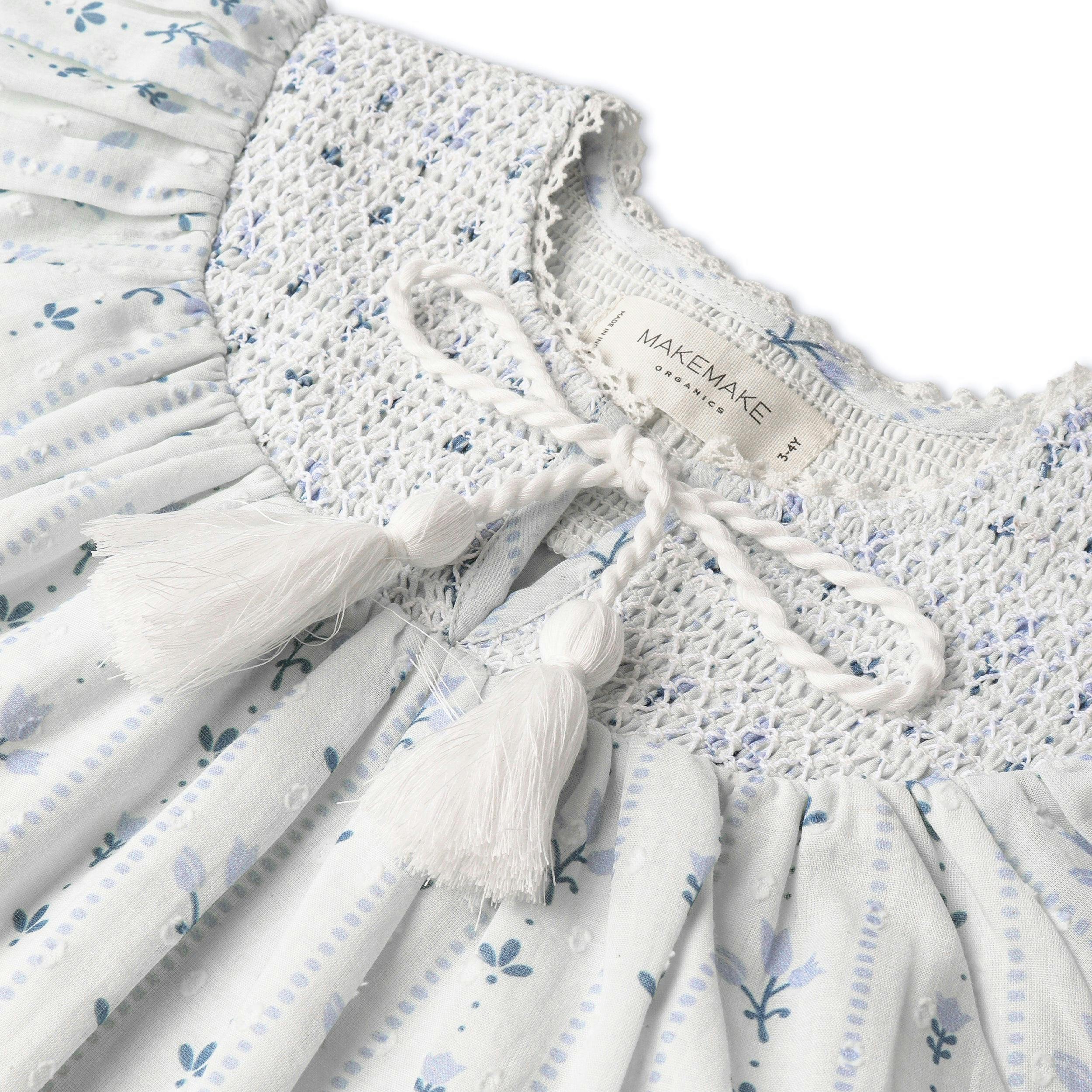 Organic Smocked Top & Shorts Set - Blue Vines