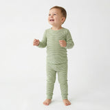 Evergreen Stripe Bamboo Kids Pajama Set