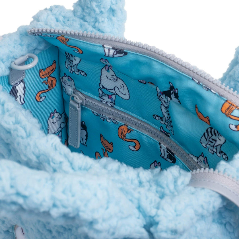 Sherpa Tote Bag – Cozy, Colorful & Convertible with Matching Coin Purse, Sweet Cats
