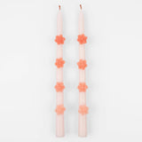 Pink Flower Taper Candles
