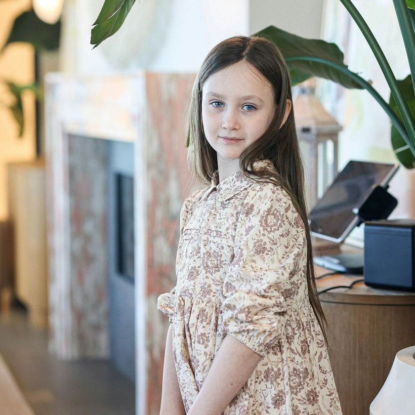 Pleated Garden 3/4 Sleeve Dress