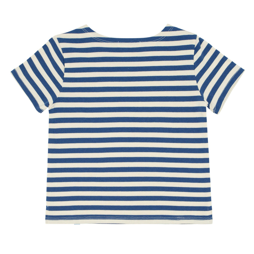 Unisex Stripe Short Sleeve Boat Neck Tee