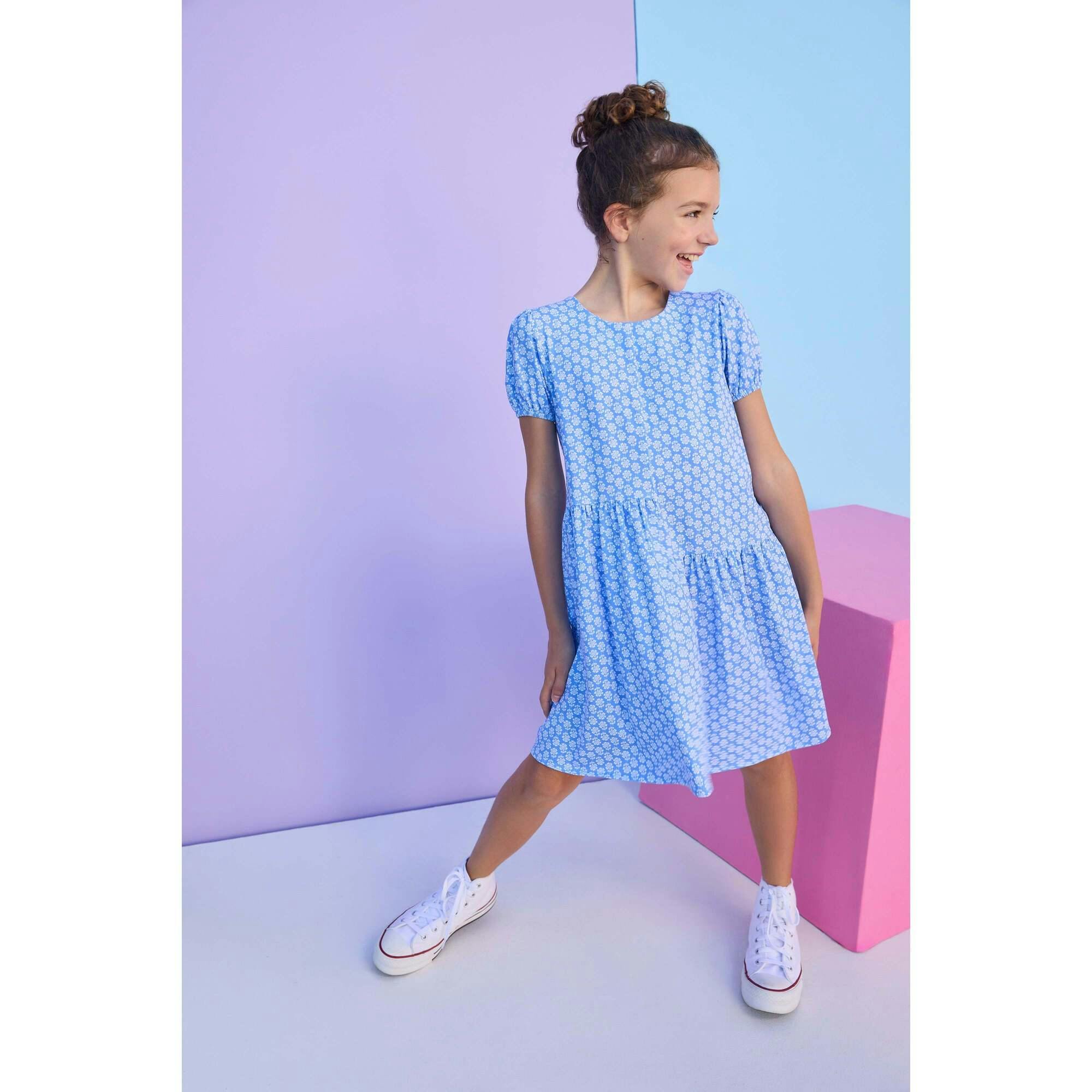 Phillipa Dress - Periwinkle Block Print