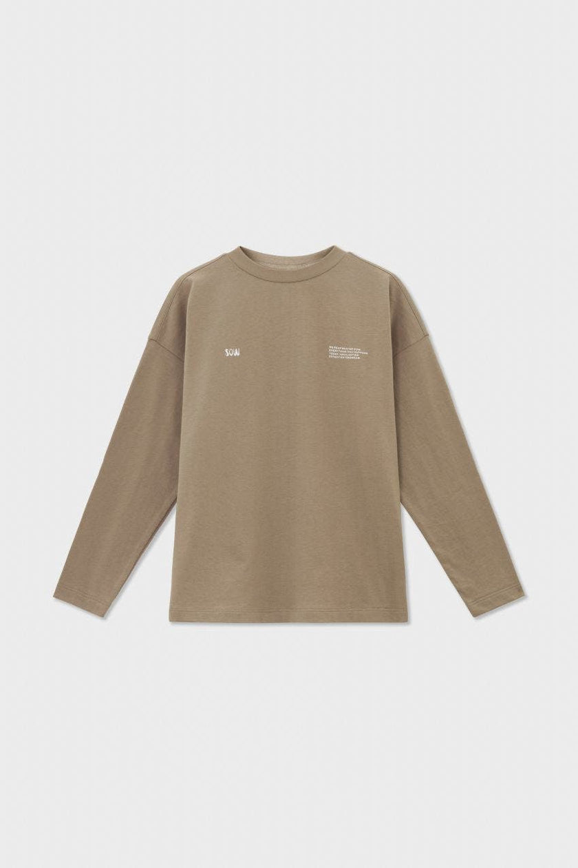 Relaxed Cotton Long Sleeve T-Shirt With Print