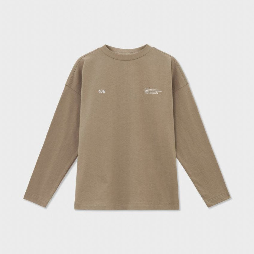 Relaxed Cotton Long Sleeve T-Shirt With Print