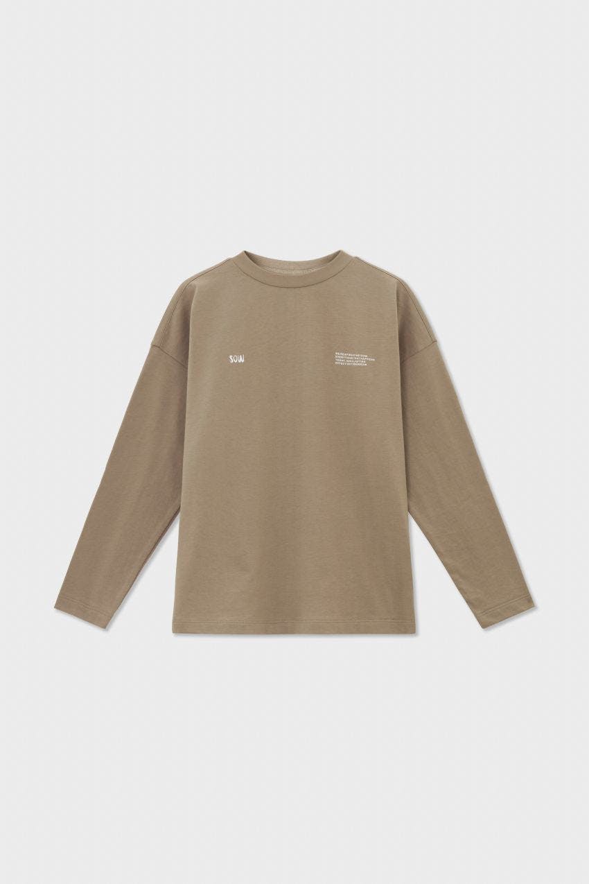 Relaxed Cotton Long Sleeve T-Shirt With Print
