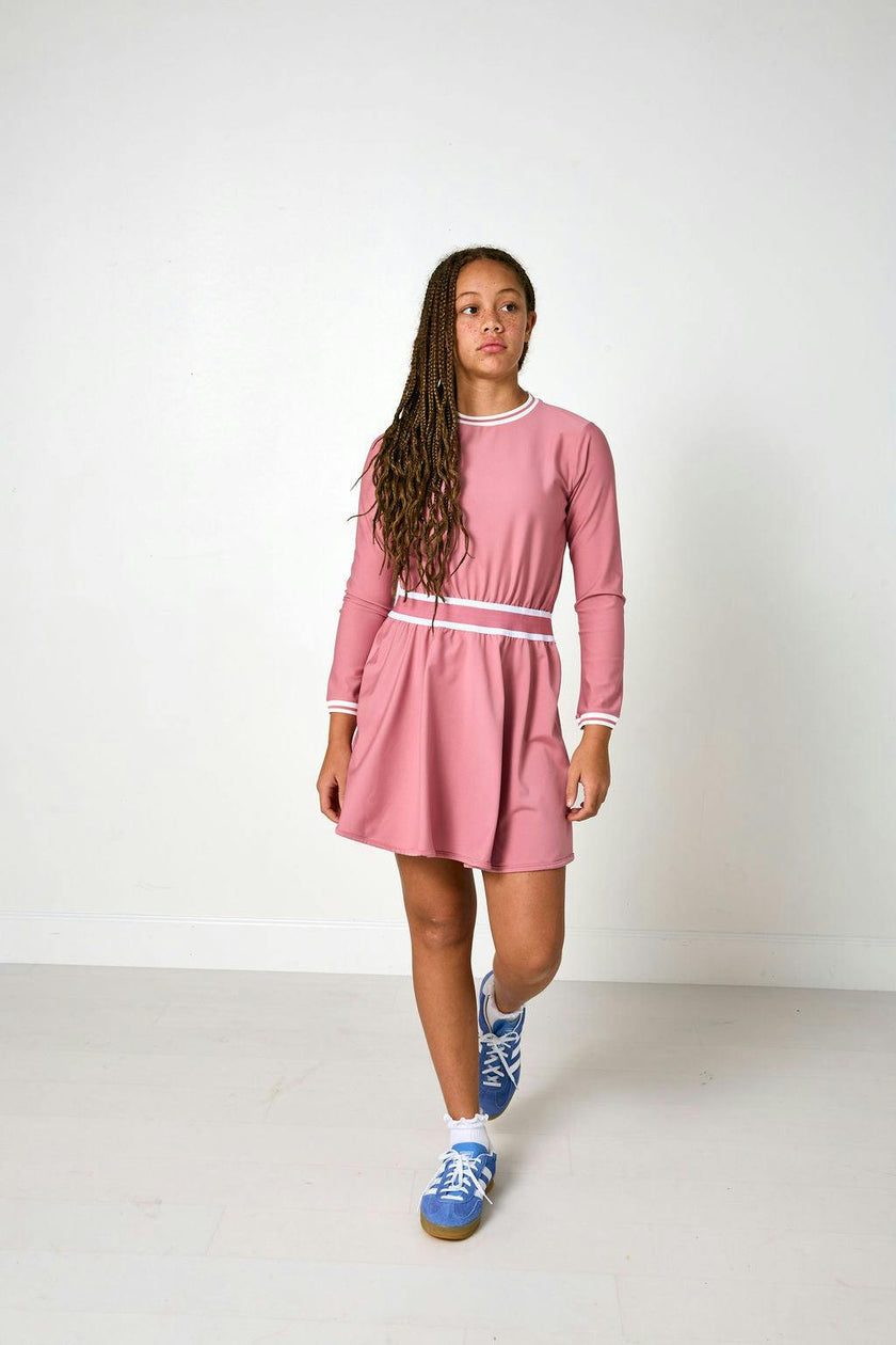 dusty pink long sleeve club dress