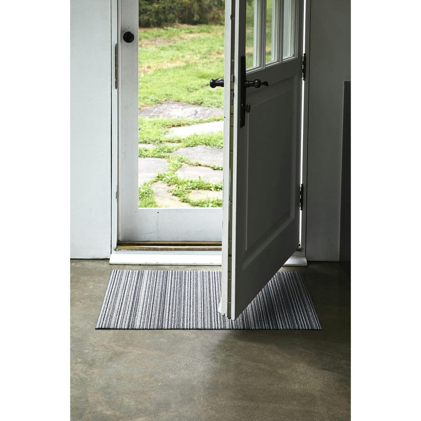 Skinny Stripe Shag Floor Mat, Shadow