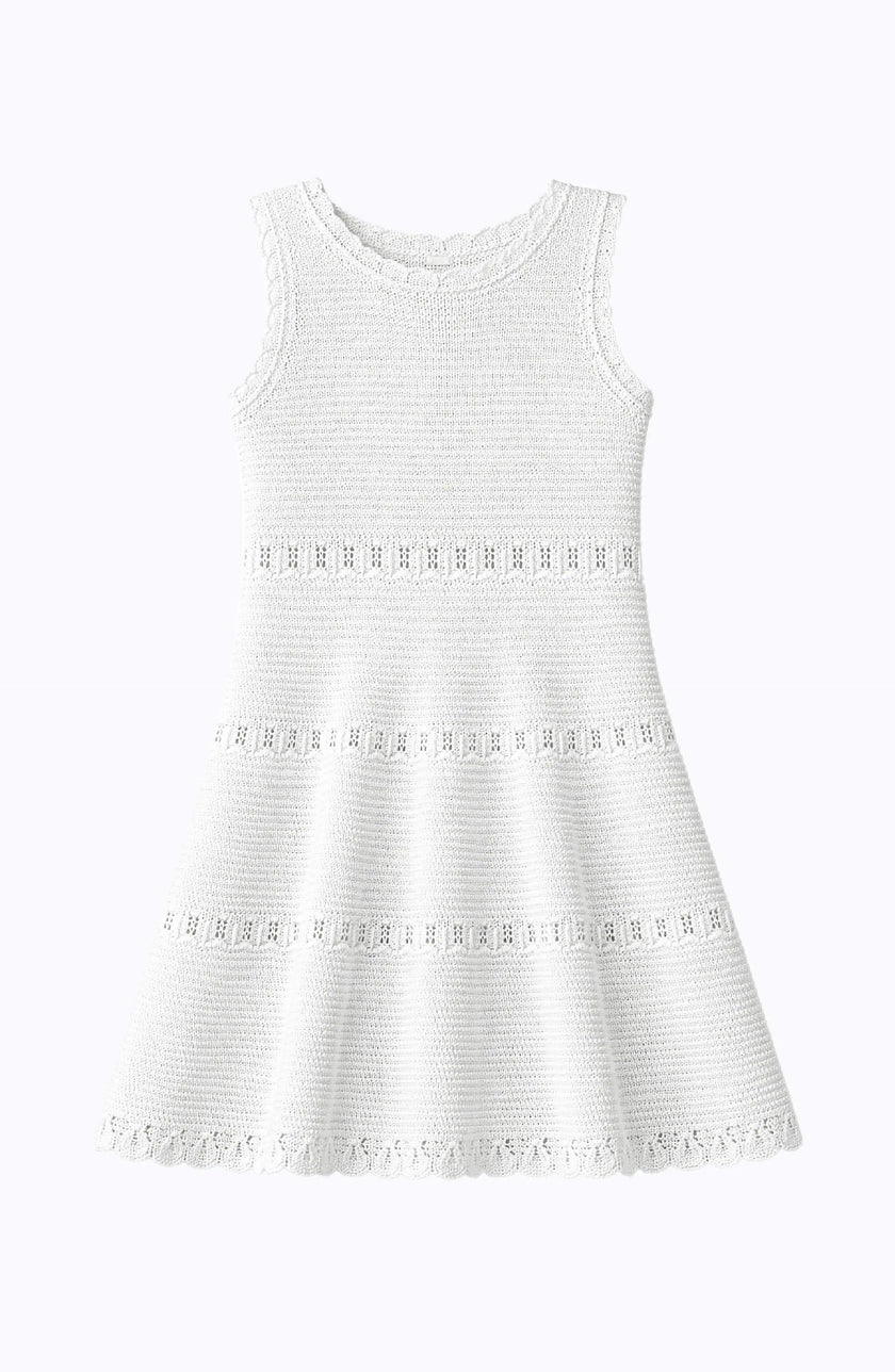 Cali Crochet Flare Summer Beach Dress - White