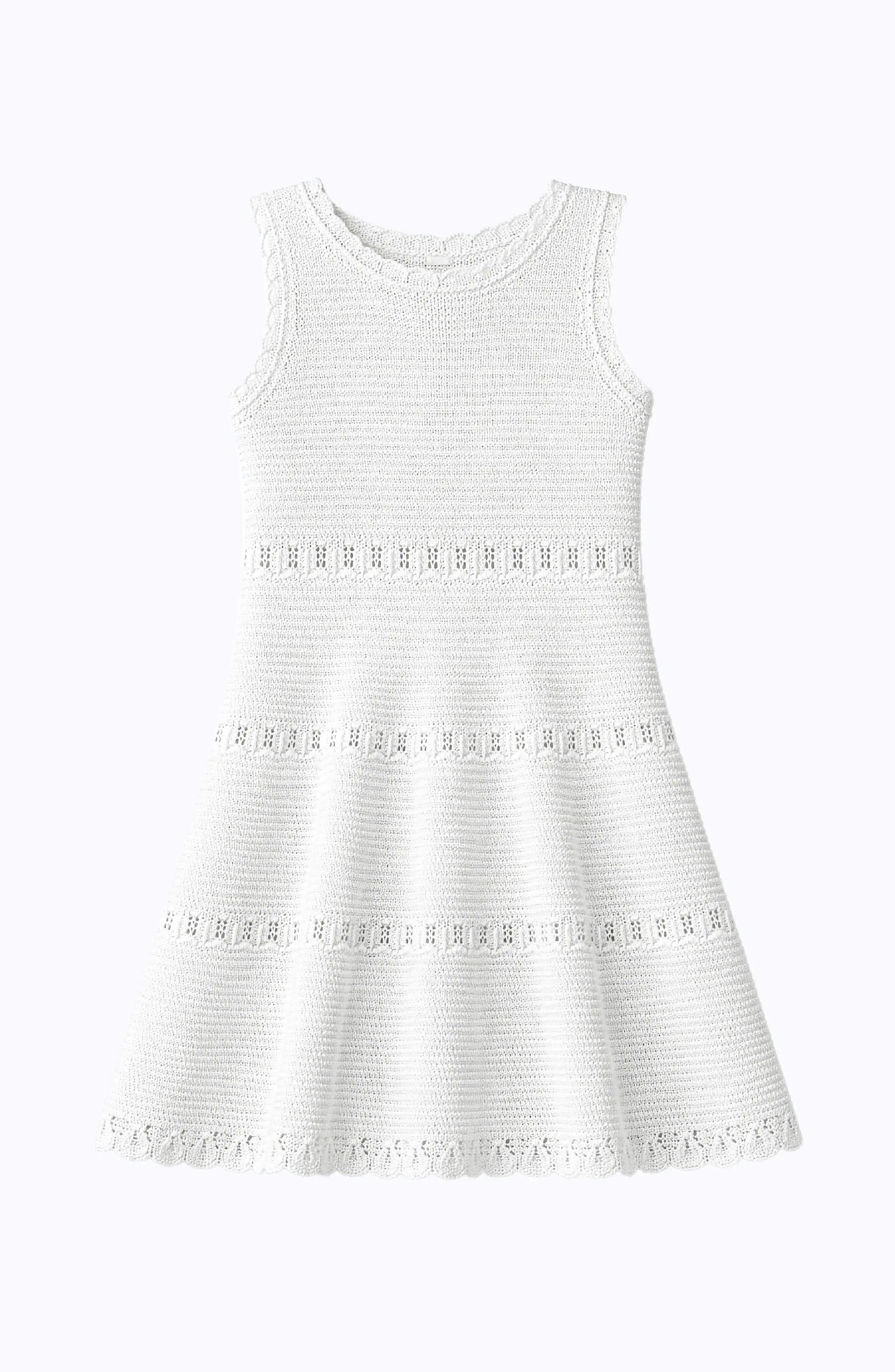 Cali Crochet Flare Summer Beach Dress - White