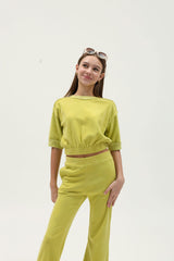 Terry Cloth Elbow Sleeve Pullover