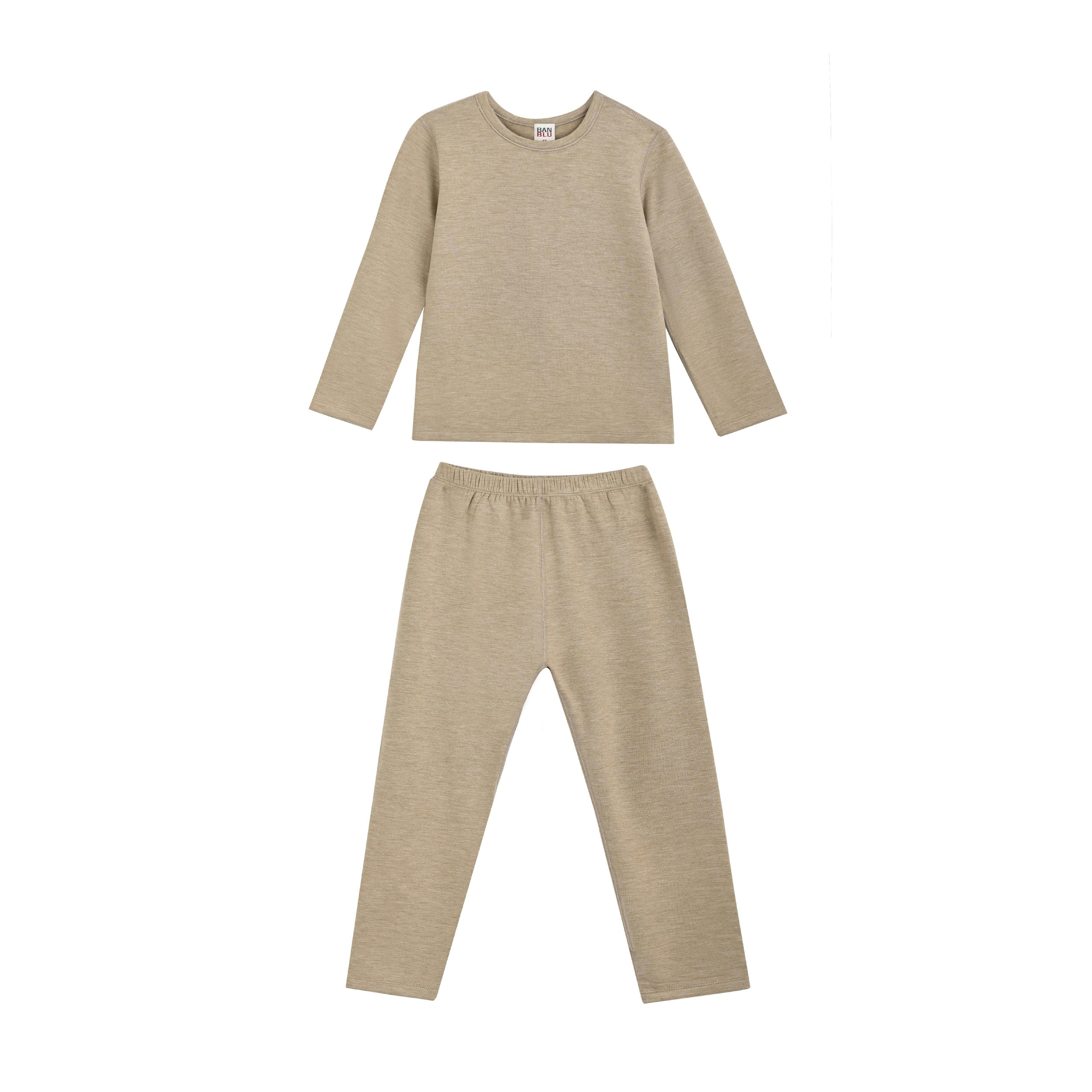 Gray Solid Wool-Blend Pajama Set