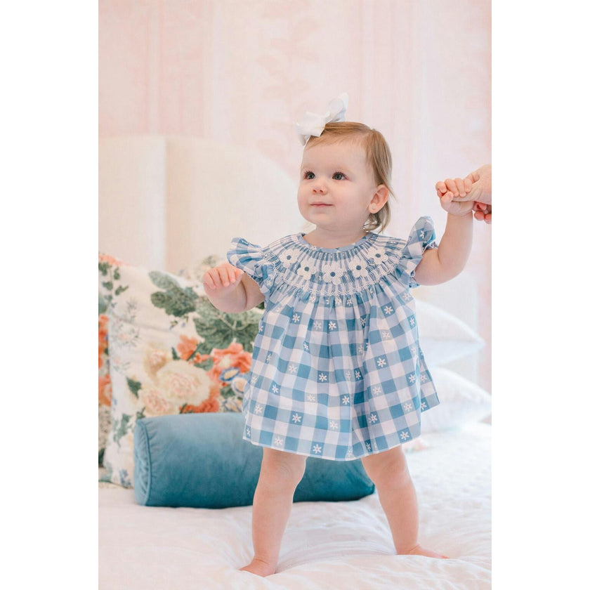 Daisy Gingham Smocked Diaper Cover Set (FINAL SALE)