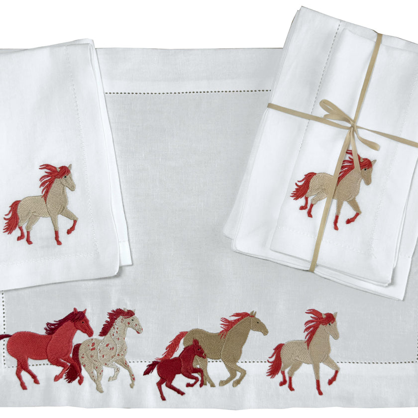 Placemat & napkin - Cavalcade embroidery