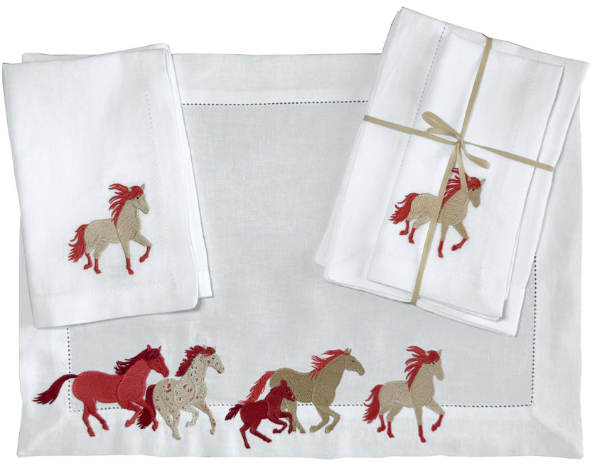 Placemat & napkin - Cavalcade embroidery