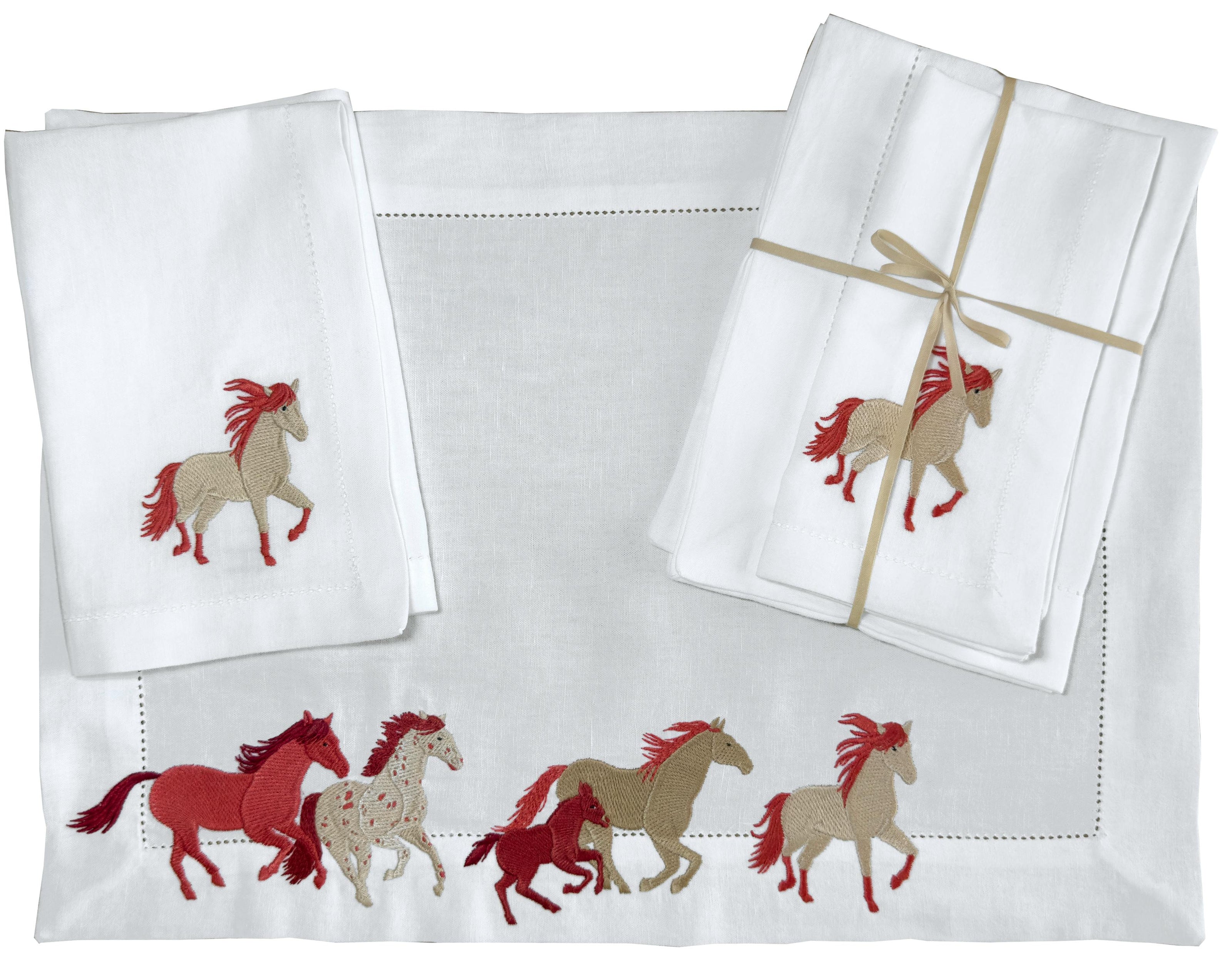 Placemat & napkin - Cavalcade embroidery