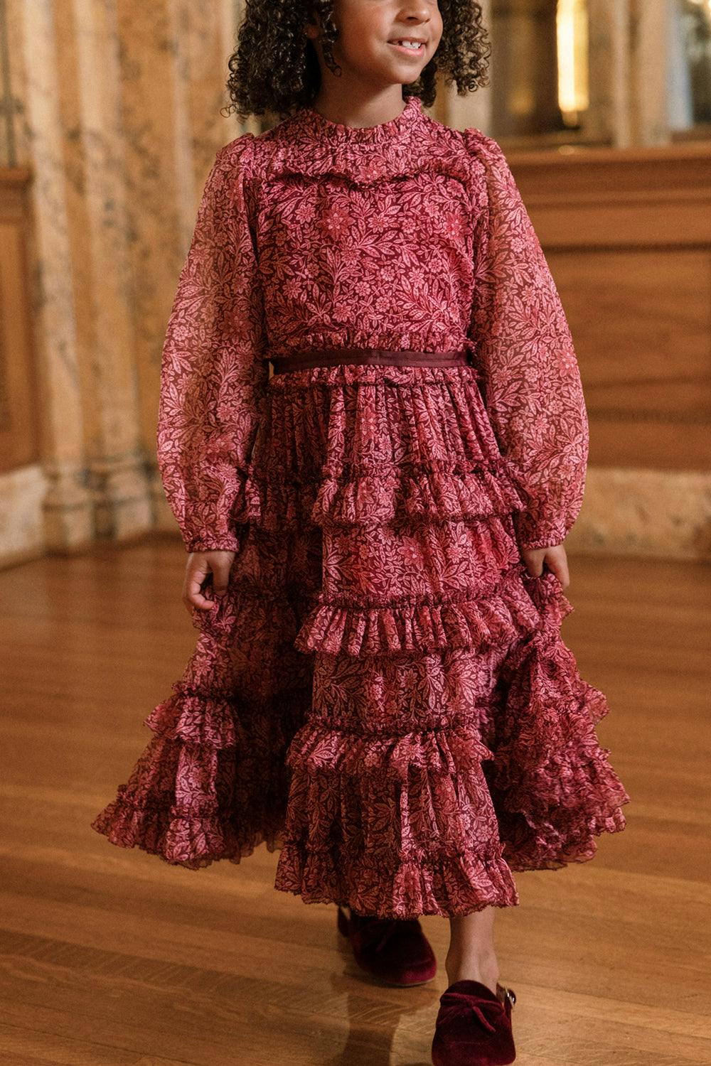 Mini Samantha Dress in Garnet Merry Ditsy