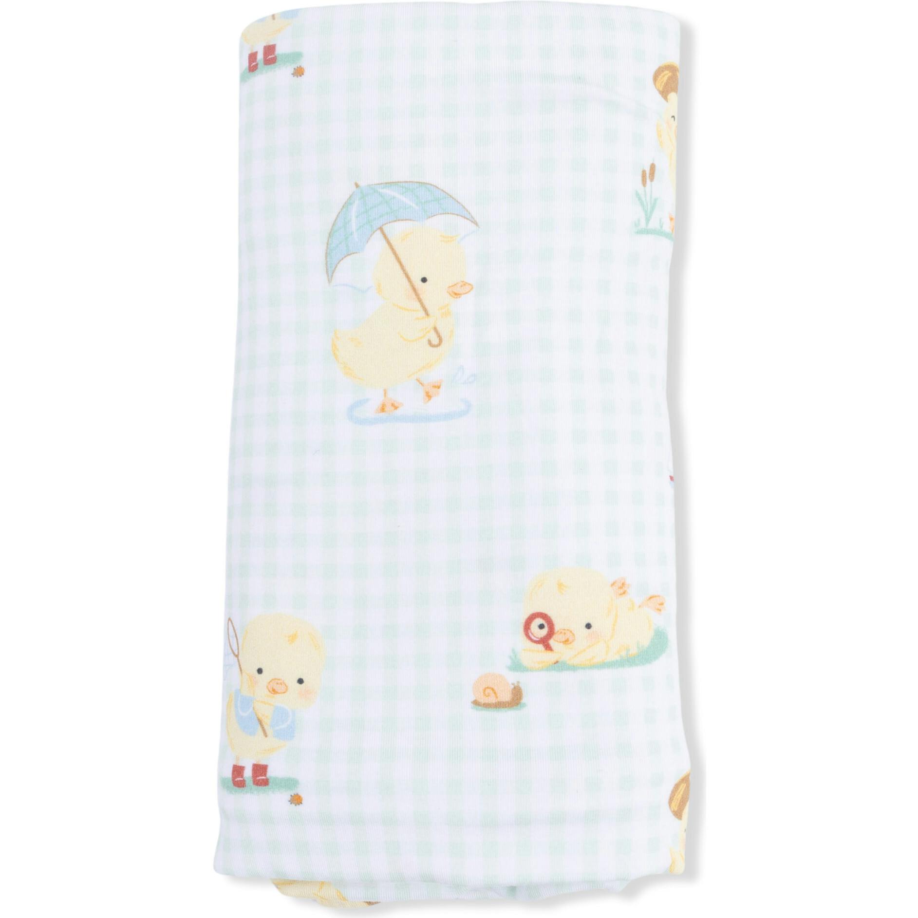 Vintage Spring Ducklings Green - Swaddle Blanket