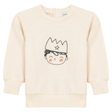 Crown Print Ribbed Button Front Sweatshirt
