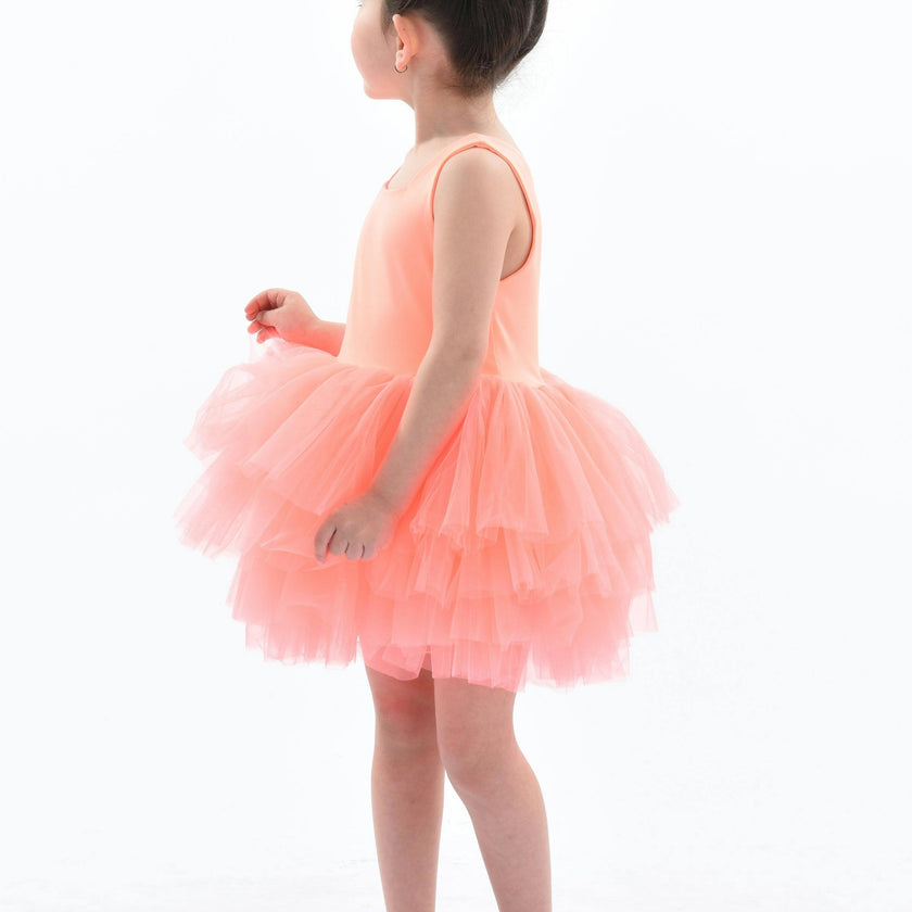 Orange Coral Solid Tutu Dress