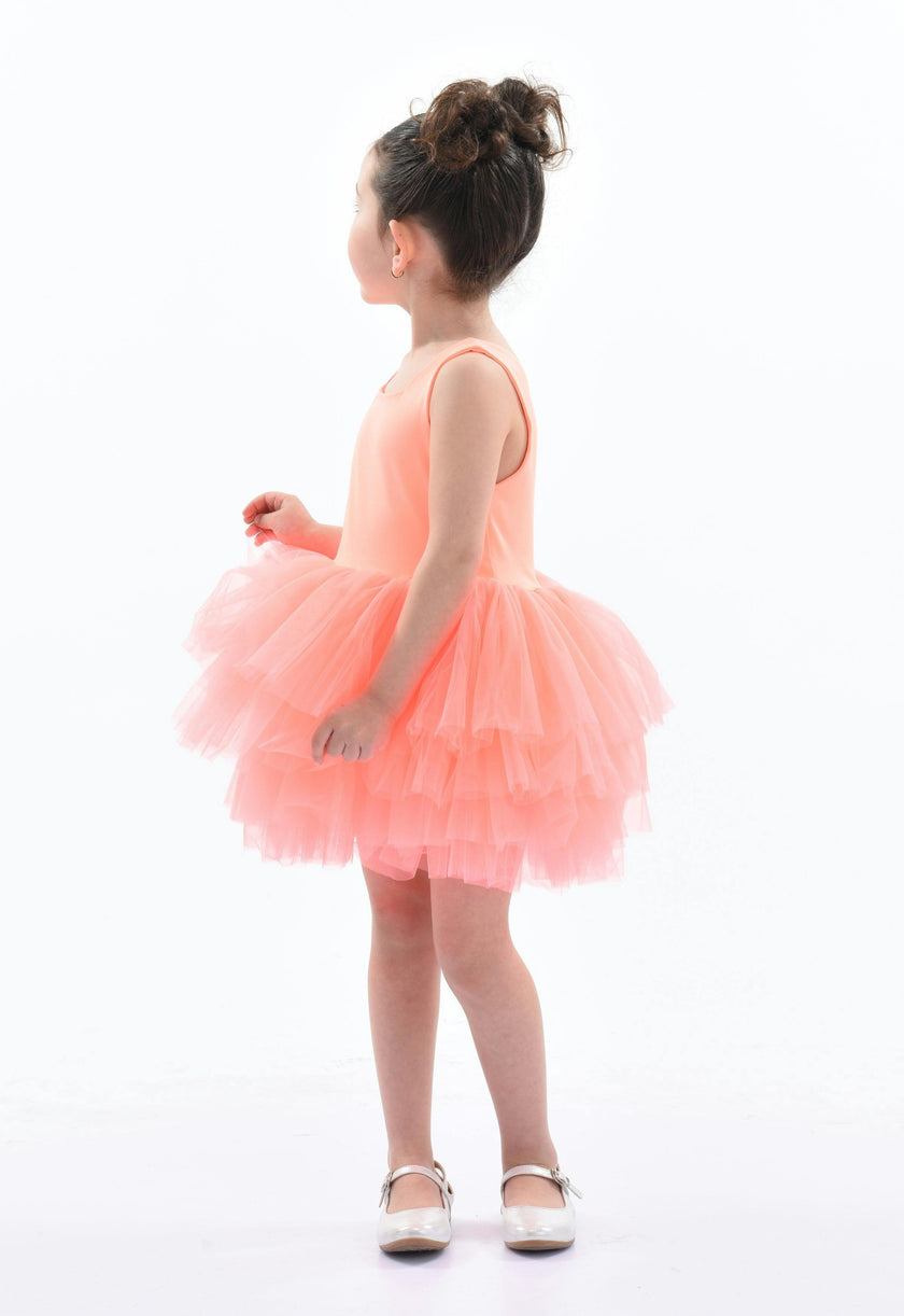 Orange Coral Solid Tutu Dress