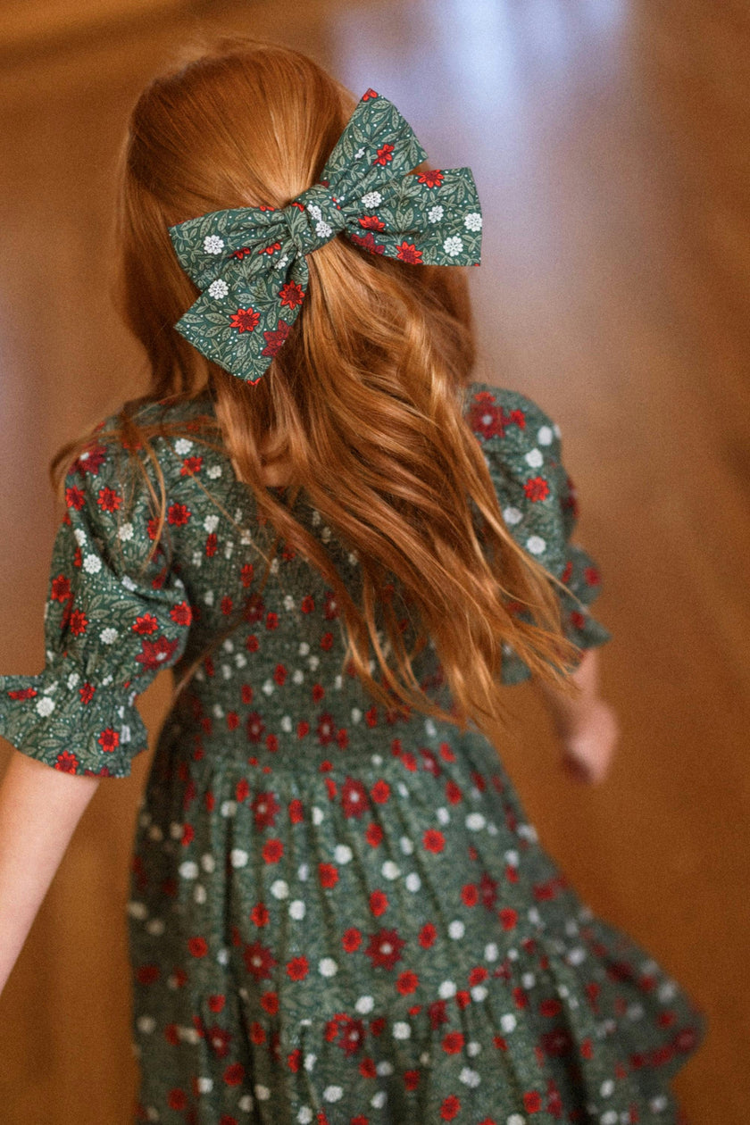 Hair Bows in Evergreen Merry Ditsy