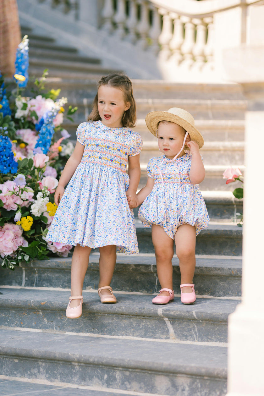 Ondine Blue Floral Smocked Dress
