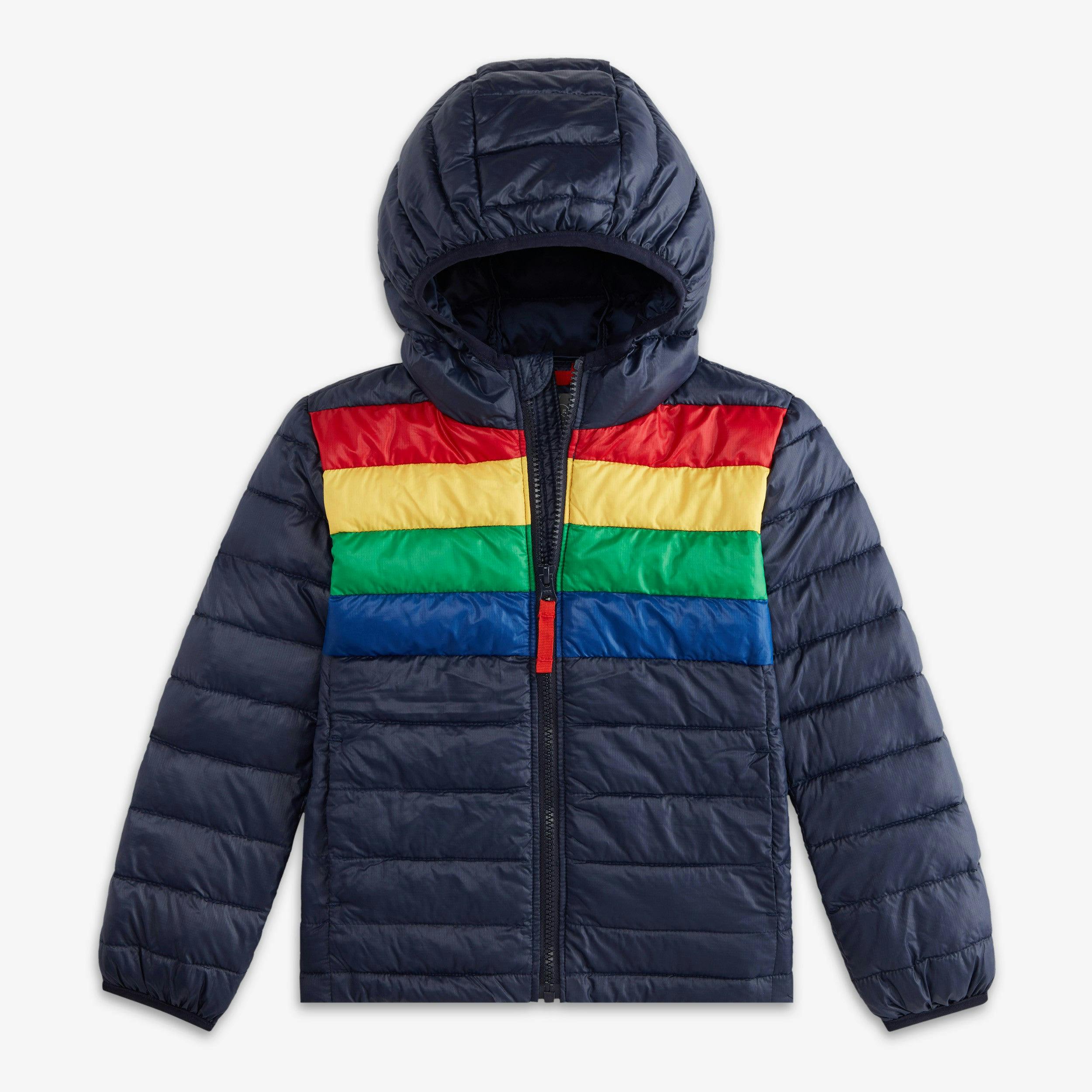 Kids stripe lightweight puffer jacket