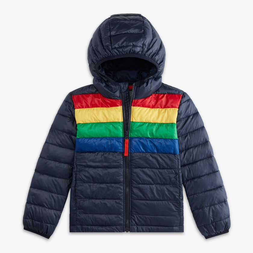 Kids stripe lightweight puffer jacket