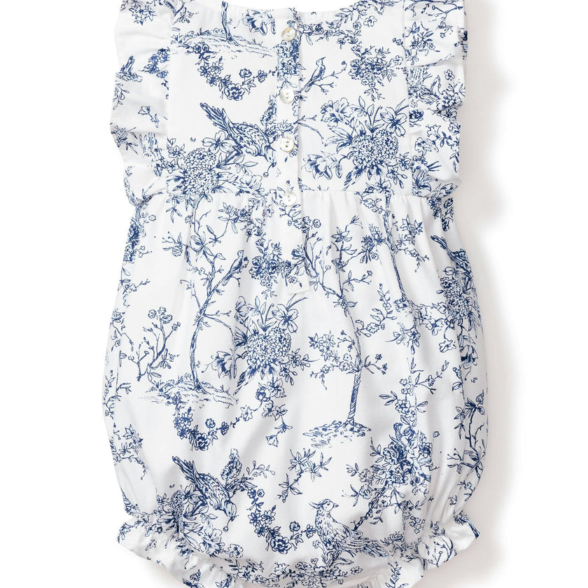 Baby's Twill Ruffled Romper in Timeless Toile