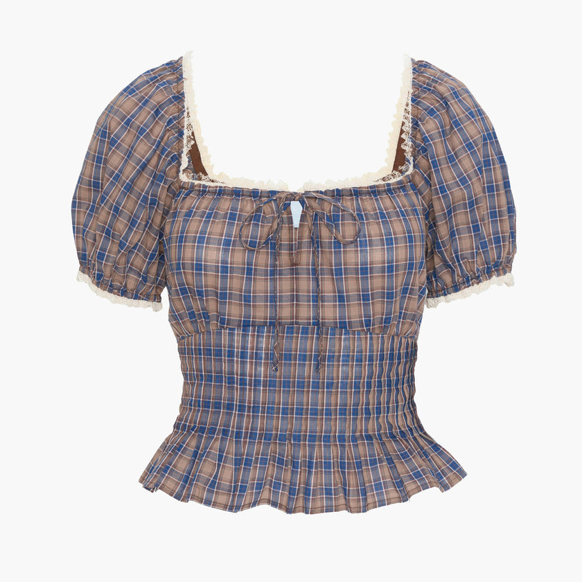 The Paulina Top - Brown Spencer Plaid