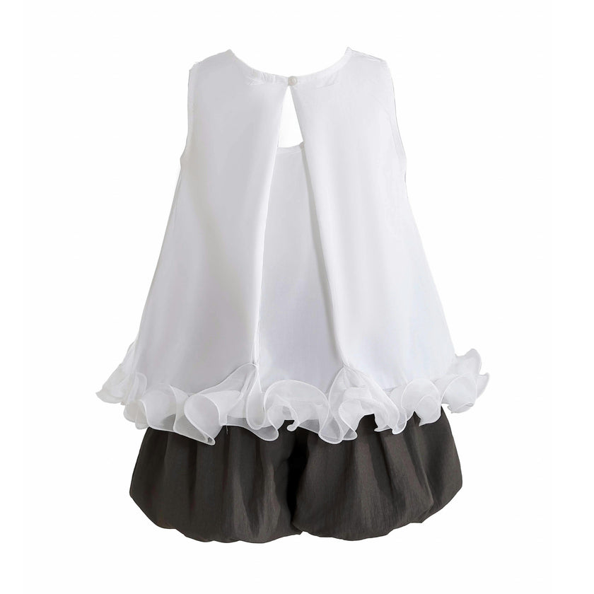White Ruffle Puff Skirt Set