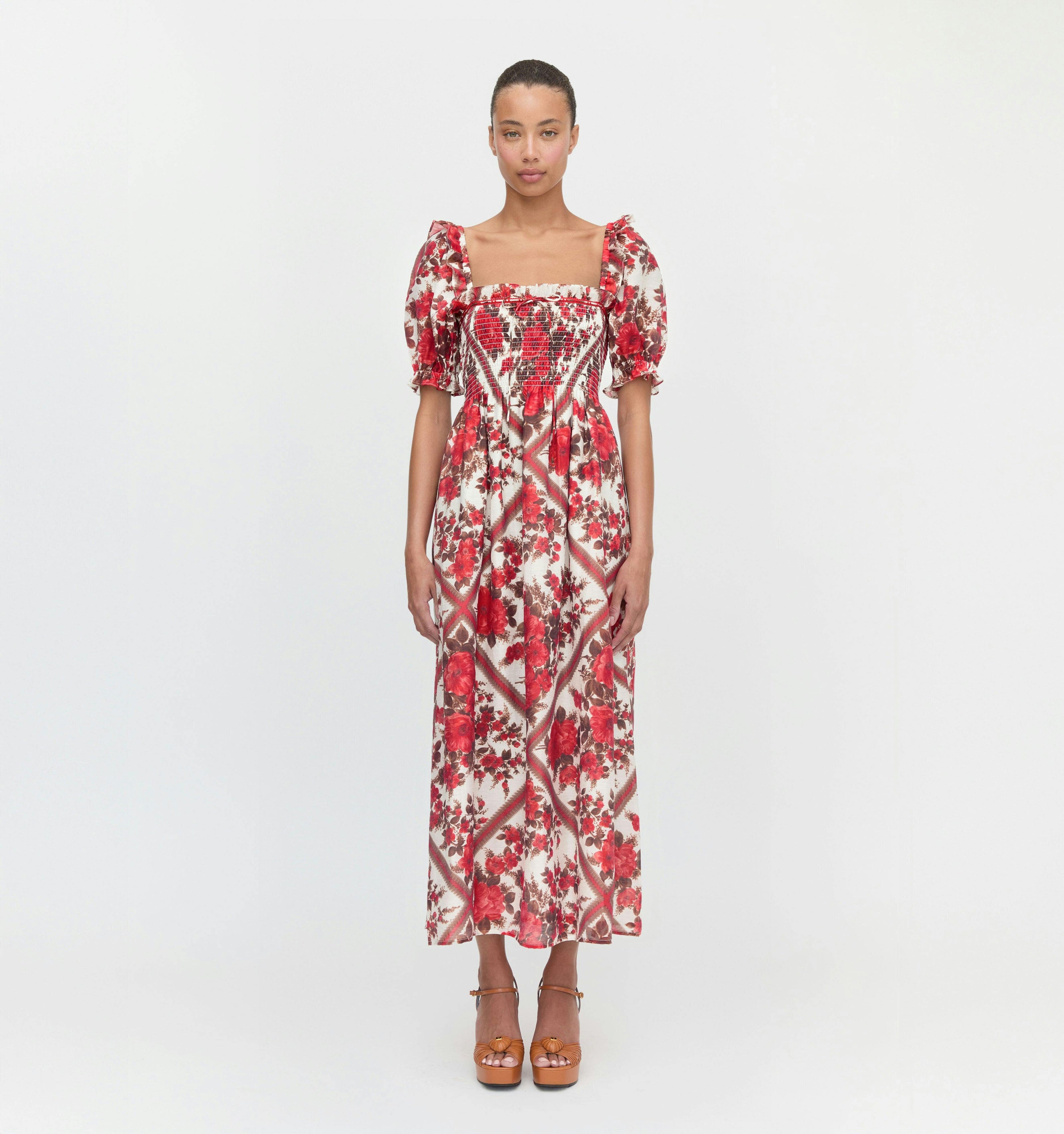 The Scarlett Nap Dress - Red Diamond Rose