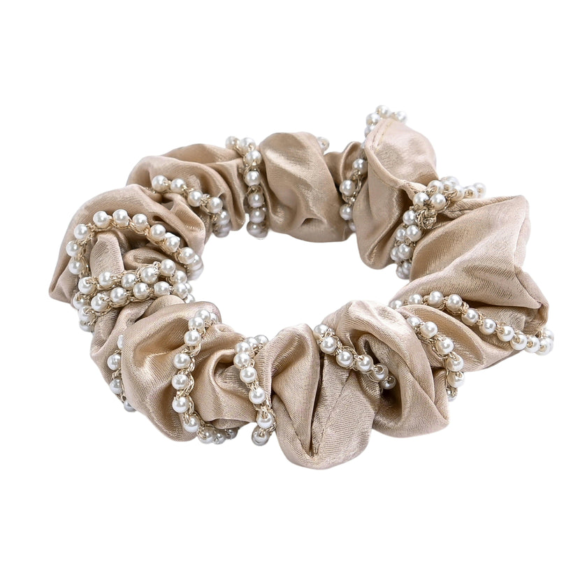 Pearl Accent Scrunchie Set