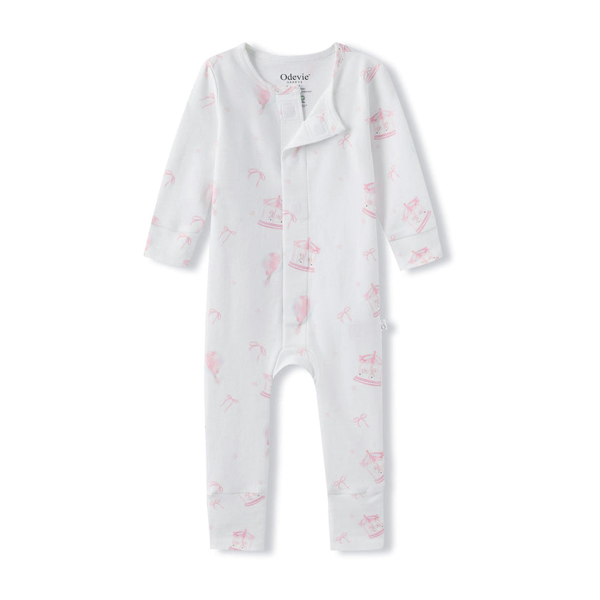 Organic Cotton Magnetic Footie Pajama - Carousel